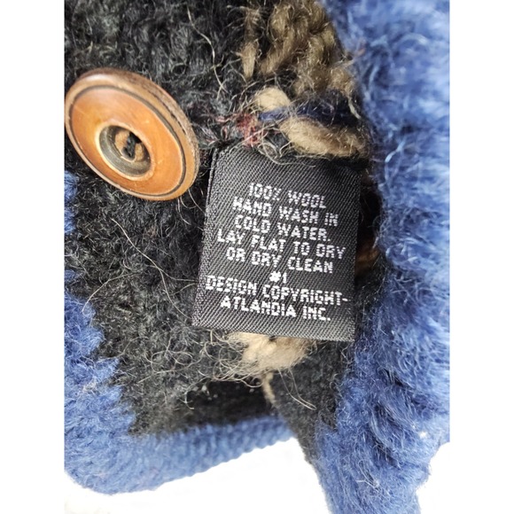 VTG Newari Cardigan Sweater Hand Knitted Nepal Chunky City Scapes Women's L/XL - Picture 5 of 16